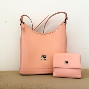 Dooney & Bourke Pastel Coral Leather Shoulder Bag and Wallet
